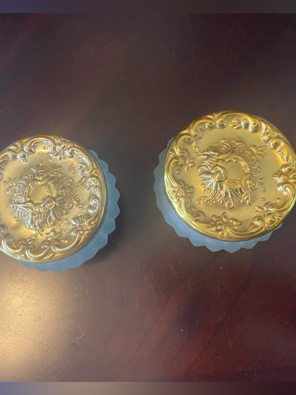 Vintage Ester Lauder  glass ornate jars x 2